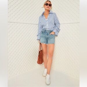 HARSHMAN Indigo Stripes Preppy Selina Nautical Cotton Blouse NWT Size XS